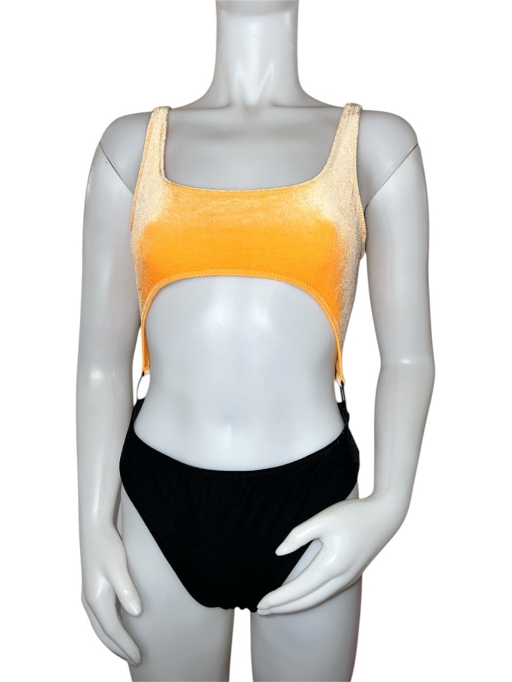 Kendall & Kylie Two-Tone Cutout One-Piece Swimsuit in Orange & Black